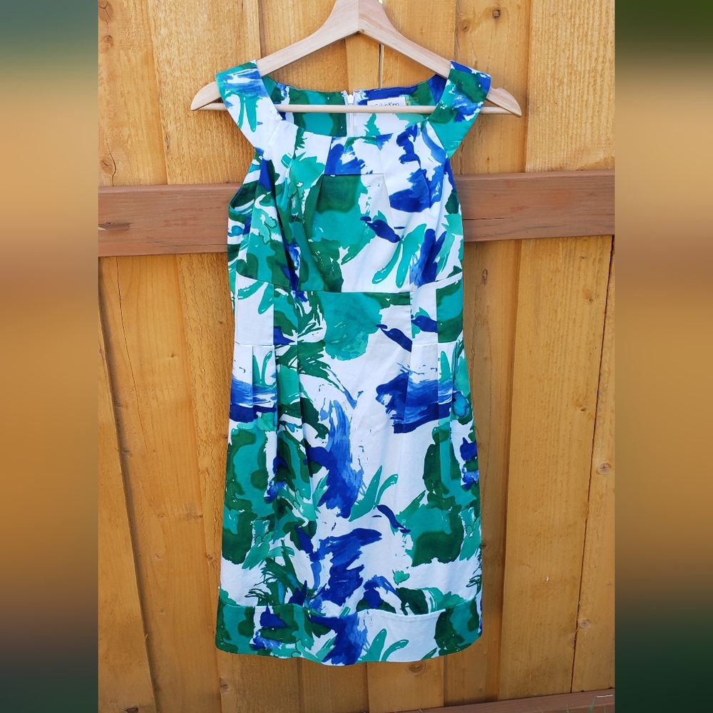 Ink blot blue and green spring size 2 dress